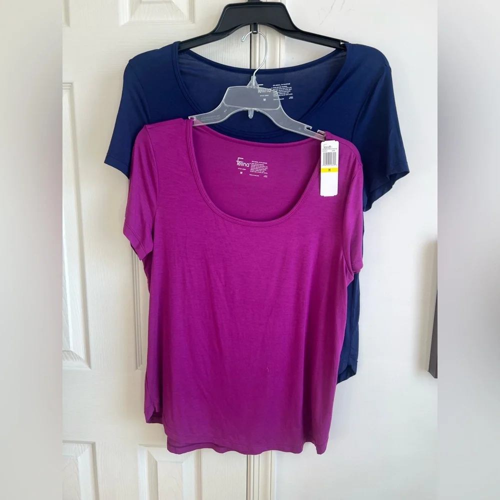 Felina Women's set of 2 navy blue & Purple sleep tees M - Picture 1 of 9